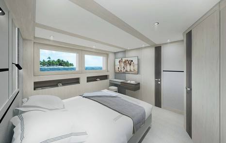 Rendering of Superyacht Project Fun's guest cabin