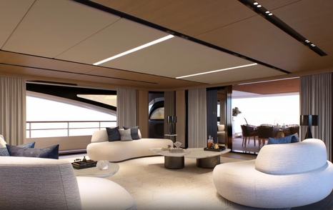 Rendering of superyacht B.Now 60M Oasis Deck main saloon