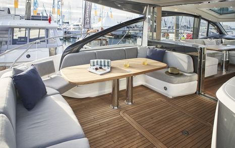 Aft deck on a sports yacht Princess V55