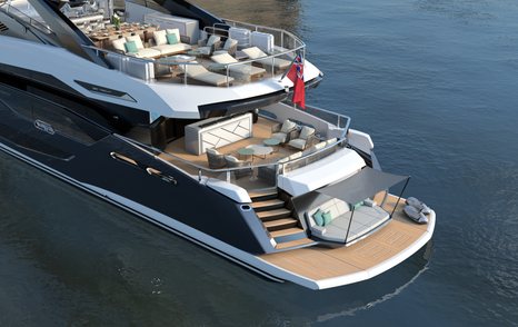 Sunseeker 120 superyacht aerial shot aft aspect