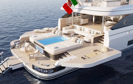 Admiral Yachts Panorama 50 rendering of beach club 