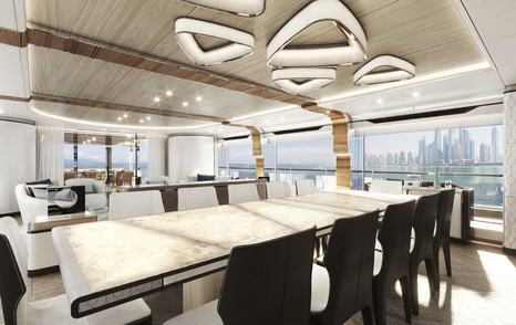  Majesty 160 superyacht saloon dining area 