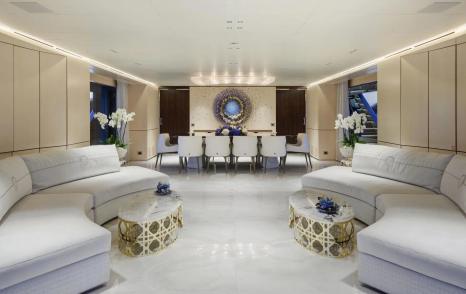 Benetti motor yacht Confessa main saloon lounge and dining area 