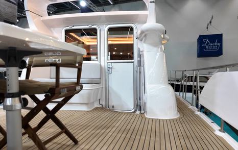 Elling E4 wide side decks with safe walkaround access to the wheelhouse and foredeck