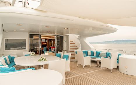 Superyacht Bang! bridge deck aft seating 