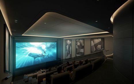 Overview of interior cinema onboard superyacht REV OCEAN