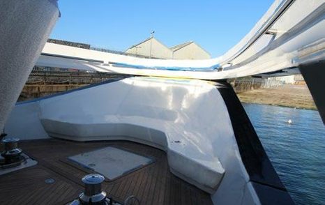 The X95's flybridge and main deck are connected by an innovative bow design.