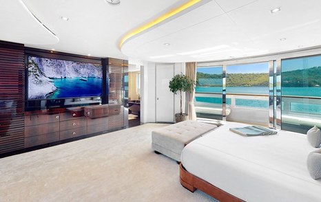 Superyacht After You's master cabin mounted TV
