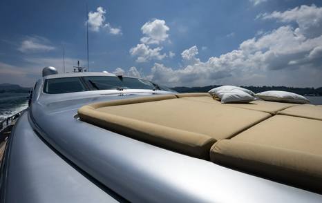Pershing yacht Soraya foredeck sunpads 