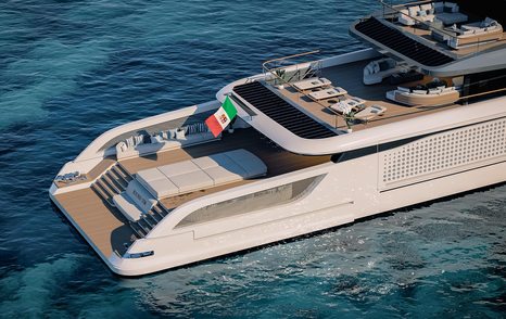 rendering of Benetti B.Yond 57M superyacht stern 