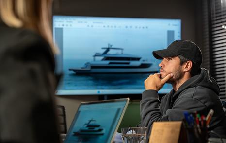 Tennis player Carlos Alcaraz in front of Sunreef catamaran presentation 