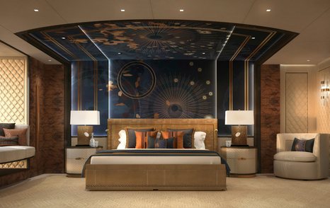 Rendering of superyacht Kismet guest bedroom