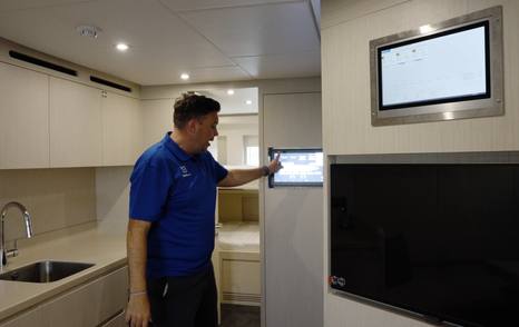 Crew mess and monitoring station aboard the Gulf Craft Majesty 100 Terrace