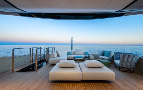 Columbus Atlantique 38M Superyacht Principessa Capricciosa upper aft deck white sunpads