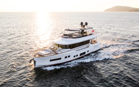 Sirena 68 superyacht underway at speed