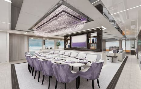 Rendering of superyacht Al Reem's dining area 