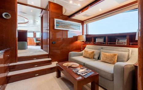 Superyacht Checkmate master cabin private seating area