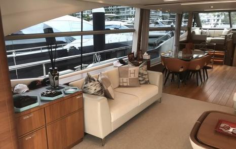 Motor Yacht Andaman Princess main saloon white sofa