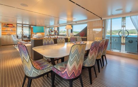 Sanlorenzo SD126 Motor Yacht Kia Ora main saloon dining area 