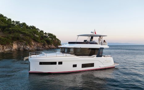 Sirena 48 superyacht at anchor side view 