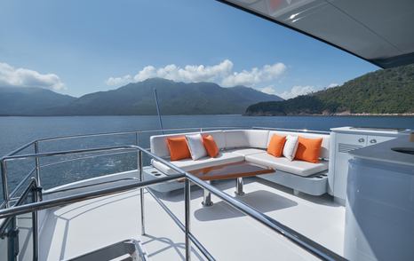 CL Yachts CLB65 Flybridge motor yacht flybridge aft with L-shaped sofa 