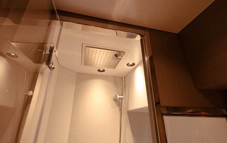 Sirena 48 owner’s en suite shower with rainfall shower head