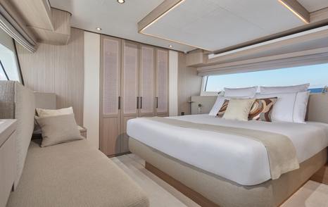 Prestige F6.7 yacht master cabin with window 