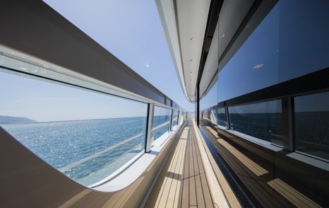 teak gangway on sanlorenzo yacht lady lena