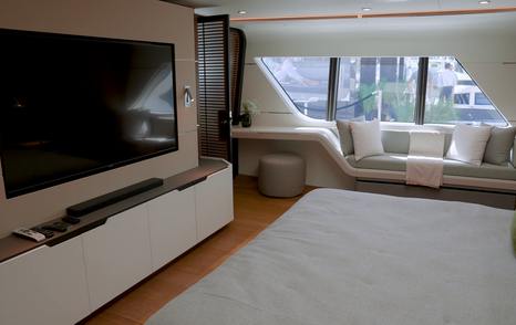 CL-Yachts-CLX96-Review-owner-cabin-TV