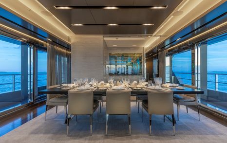 Superyacht Safe Haven main saloon dining area 