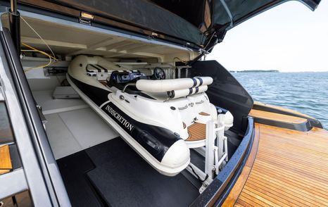 Riva motor yacht Indiscretion tender garage and swim platform 
