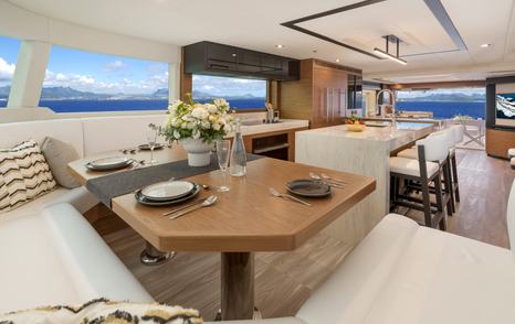 Horizon V77S Hull 13 motor yacht aft galley dining area 