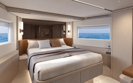 Solaris Power 70 Grand Coupé motor yacht guest cabin with windows 