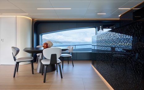 AB Yachts AB 95 motor yacht main saloon black dining table and chairs 