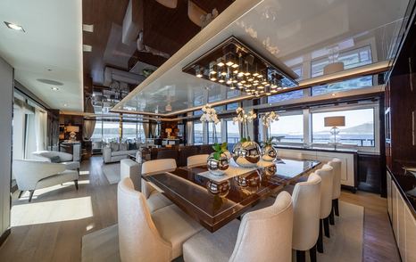 Superyacht Berco Voyager main saloon dining area