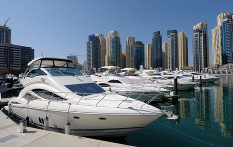 yachts berthed in Dubai harbour