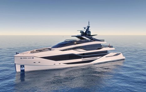 Rendering of Sunseeker Ocean 460 motor yacht under way 
