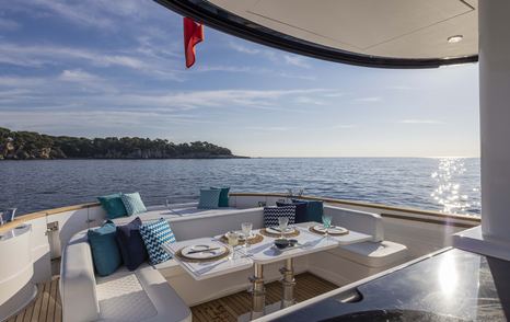 Apreamare Gozzo 45 boat aft deck with U-shaped seating