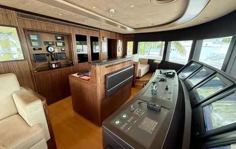 Navigation station on the Amels 242 Casino Royale featuring a large TimeZero chart display.