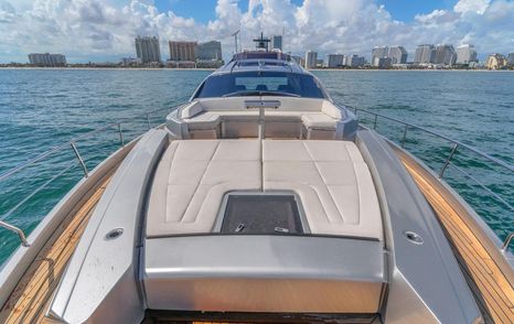 Pershing motor yacht Alexandra foredeck with seating and sun pads
