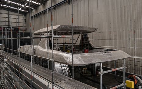 Upper decks of first Sirena 42M superyacht under construction