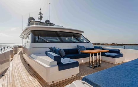 Superyacht Renewal 3 foredeck with U-shaped seating