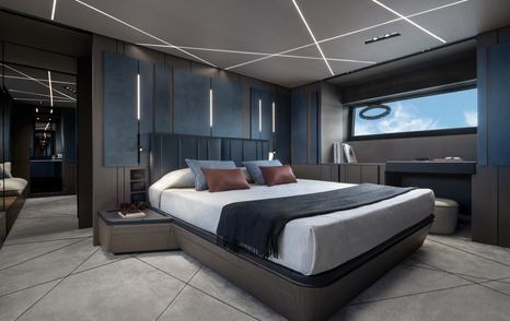 Rendering of Pershing GTX80 motor yacht bedroom