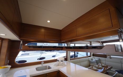 Grand-Banks-GB62-Flybridge-Review-galley-shelf-lowered