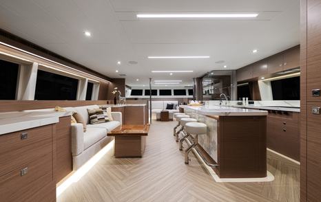 Horizon PC68A catamaran saloon with wide walkways 