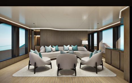 Rendering of Atlante Classic 35/02 explorer yacht saloon