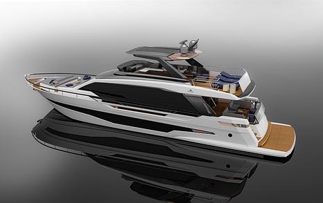 rendering of the Astondoa AS8 with white exterior and black glazing