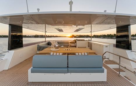 GranOcean W-72 Open Catamaran upper deck shaded seating