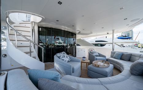 Motor Yacht Andrea VI's aft shaded seating area