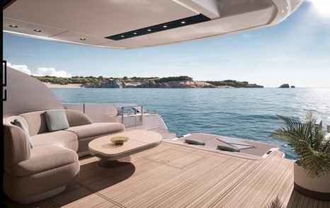 Azimut Fly 62 exterior deck shot with side wings fully open